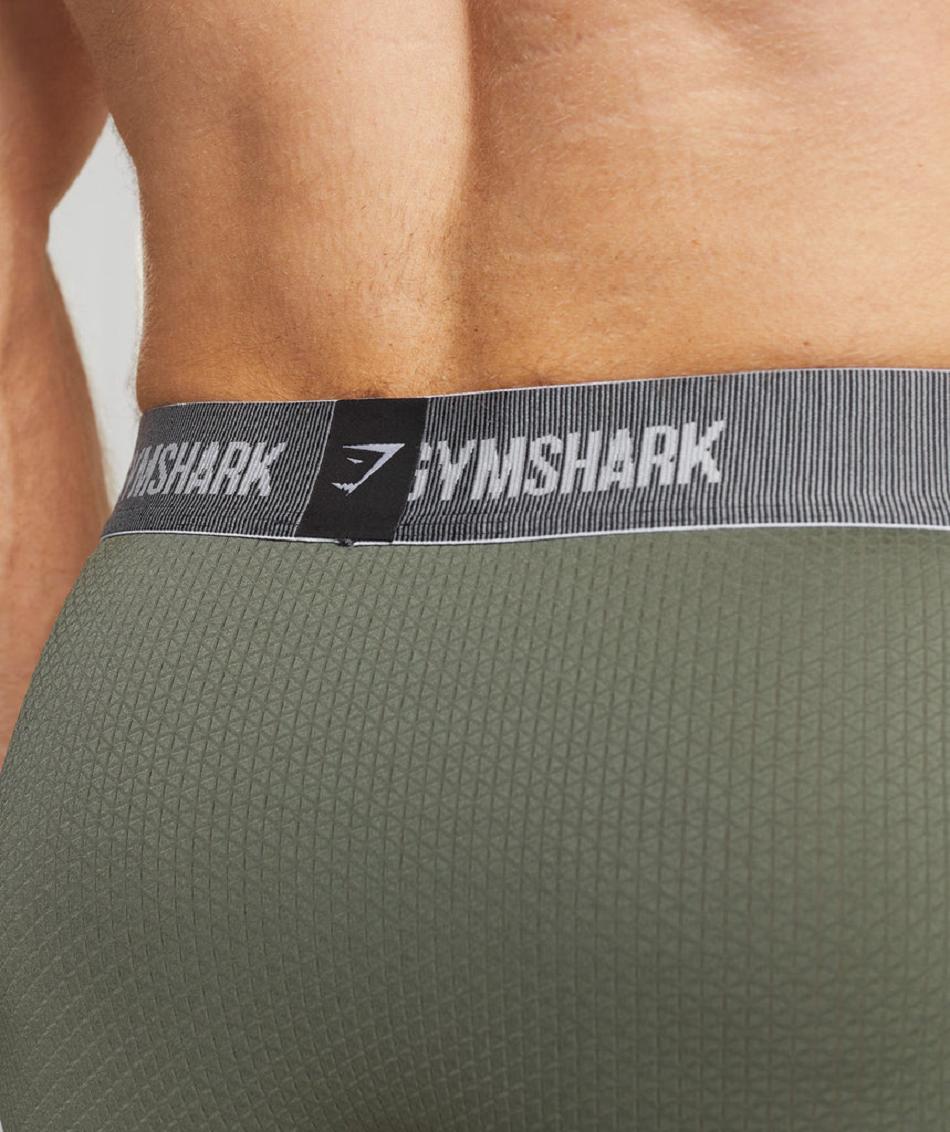 Boxer Męskie Gymshark Sports Tech Boxers 2pk Czarne Oliwkowe | PL 4081SGL